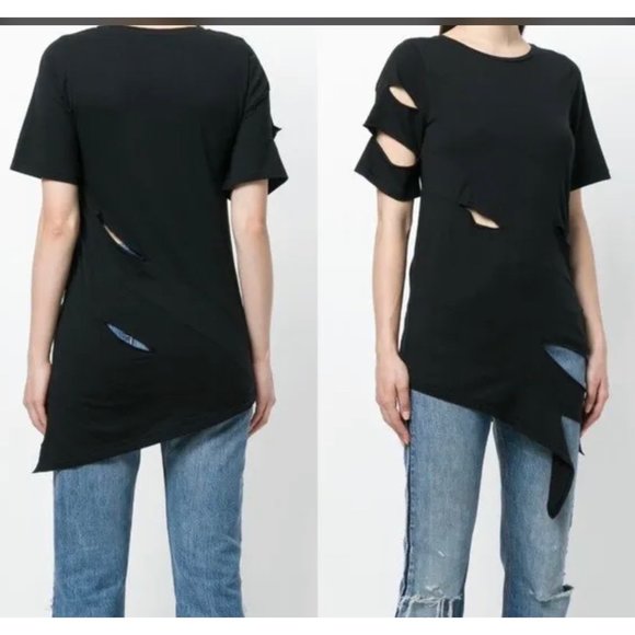 Each X Other Slashed Ripped Effect T-shirt White Women’s Size XS - Picture 3 of 10